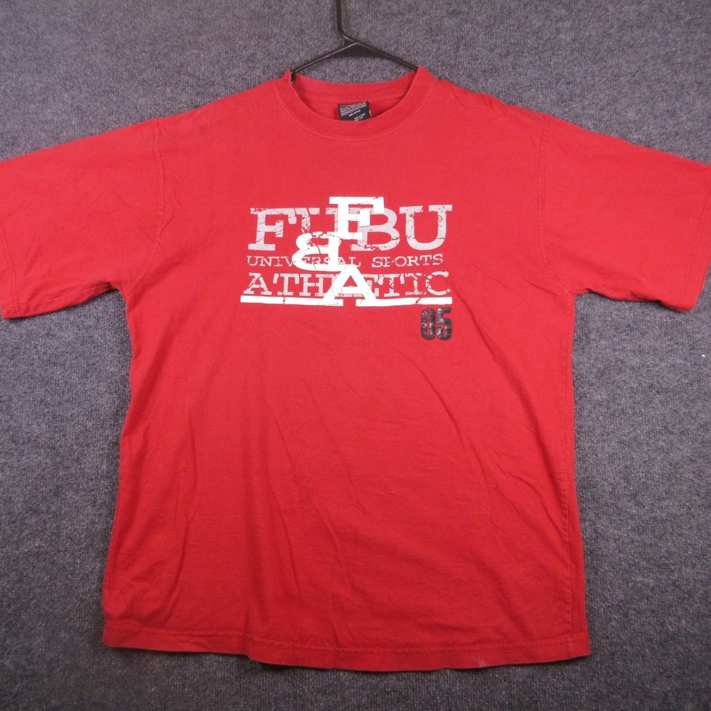 Y2K FUBU Shirt Mens XL Red Universal Sports Athletic Graphic T Shirt Tee Logo 05